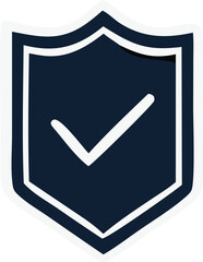 A dark blue shield emblem with a white checkmark inside symbolizing security approval or a completed task