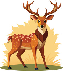 Fototapeta premium deer with big horns logo vector illustration