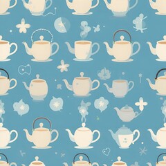 seamless pattern with tea cups
