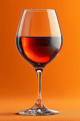 Red Wine Glass on Orange Background
