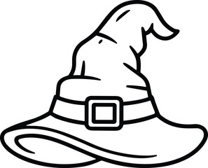 Hand-Drawn Witch Hat Line Art Vector Illustration