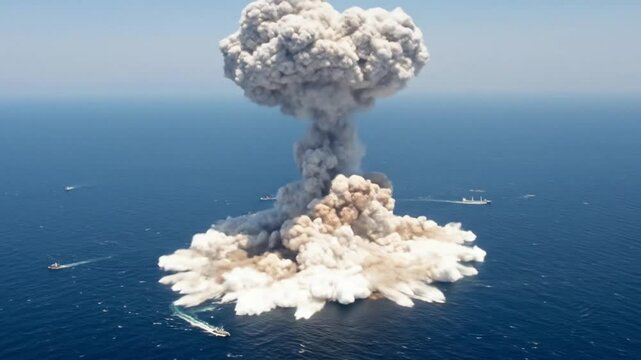 Massive ocean explosion creates mushroom cloud