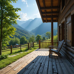 Tranquil Mountain View From Open Door