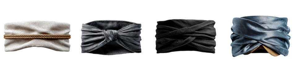 Fabric Headbands Collection: Stylish Accessories Isolated on White