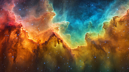 Fototapeta premium Fiery northern lights blaze across a mystical sky, resembling a cosmic nebula of dust and gas