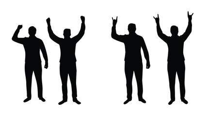 Fan at a Concert Silhouettes Audience. People and leisure activities concept vector art