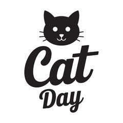 Black Cat Head Icon, Simple Feline Silhouette, vector illustration