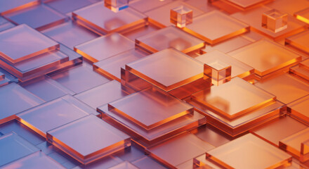 Abstract geometric pattern of translucent squares