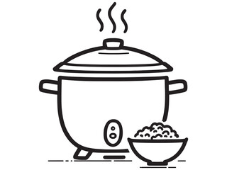 Household Rice Cooker Line Drawing