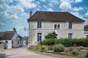 Pouilly-sur-Loire in France, village in the south, ancient houses in the center
