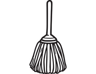 Household Toilet Brush Vector Line Art