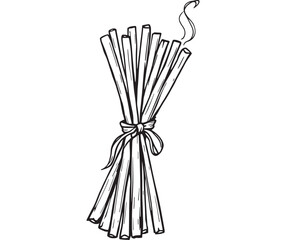 Incense Smoke Rising Minimalist Line Art