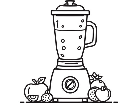 black and white blender with fruits clip art preview