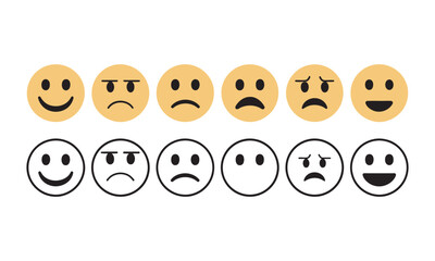  Happy Face Emoji Set, Emotional Expression Icons, vector illustration