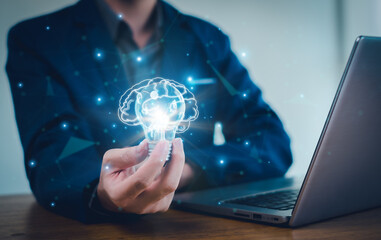 Idea thinking processes and psychology, thinking concept. Machine learning and artificial intelligence.Brain Nervous System concept.