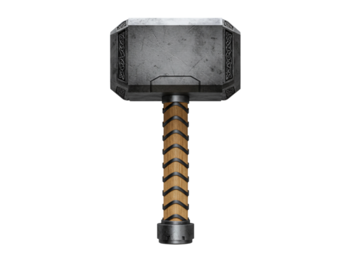 Iconic mjolnir hammer of thor isolated on transparent background