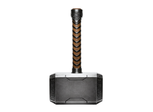 Iconic mjolnir hammer of thor isolated on transparent background