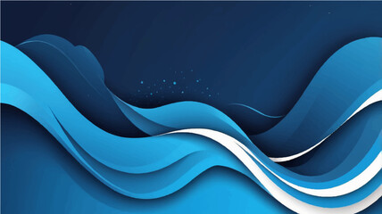 Abstract blue background with waves lines and water drop elements suitable for text or web design