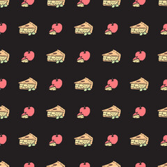 Apple Pie Bliss Whimsical Fruit Dessert Pattern. Ideal for kitchen decor, textile designs, or any creative project that aims to bring a touch of homely warmth and sweetness