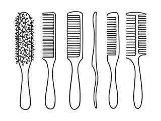 Minimalist comb vector line art drawing style