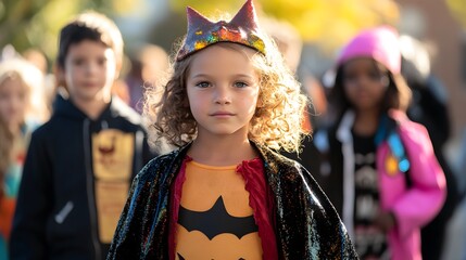 Child in bat costume halloween trick or treat kids party celebration holiday fun fancy dress parade october event