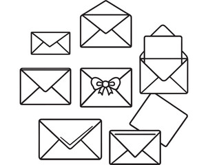 Minimalist envelopes outline vector illustration