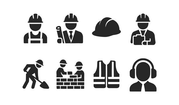 Industrial, construction solid icon set. safety, engineering tools solid collection - Powered by Adobe