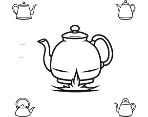 Minimalist kettle outline drawing vector art
