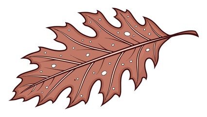 Naklejka premium Autumn oak leaf with dew drops, a vibrant nature design