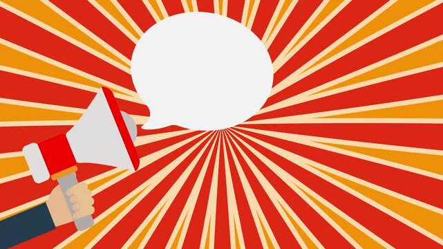 Hand holding megaphone, Information, Speaker , background animation, motion grahpic  