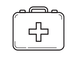 Minimalist line art first aid kit illustration