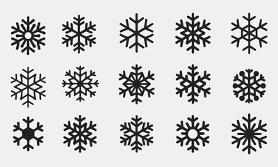 Snowflake Icons Set, Winter Season Symbol, vector illustration