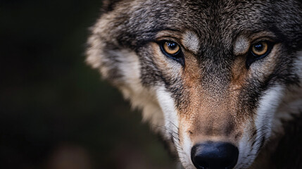 Captivating Portrait of a Wolf Showcasing Its Intense Gaze and Majestic Features Highlighting the Raw Beauty of Nature and the Spirit of the Wild