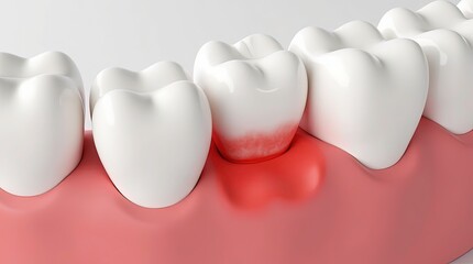 Gum disease and inflammation from Periodontitis. 3D render.