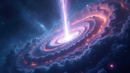 An scene of a vibrant nebula with a comet meteor streaking through the sky, Generative AI