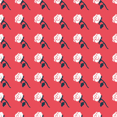 Rouge Romance White Roses on Red Seamless Pattern. This seamless design is ideal for use in digital and print media, including textiles, wallpapers, and stationery.