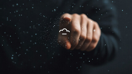 Interactive Weather Display Featuring User Engaging with Virtual Interface Showcasing Real Time Forecasts and Innovative Technology for Enhanced Daily Planning and Weather Awareness