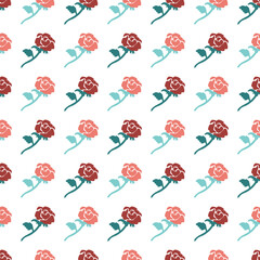 Crimson Petal Blossoms Roses Garden Pattern Art. This seamless design is ideal for use in digital and print media, including textiles, wallpapers, and stationery.