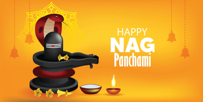 Happy Nag Panchami Indian festival vector poster 