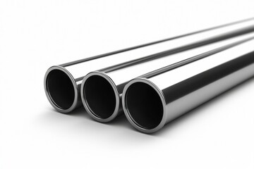Fototapeta premium Close-up View of Three Metallic Pipes with Reflective Surfaces