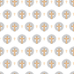 Divine Connection Holy Light Radiant Cross Pattern. Ideal for religious apparel, sanctuary decor, or any faith-based project, this pattern offers a serene and uplifting visual experience.