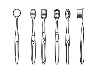 Minimalist Toothbrush Outline Vector Illustration