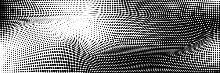 Halftone gradient. Dotted gradient, smooth dots spraying and halftones dot background seamless horizontal geometric pattern vector template set