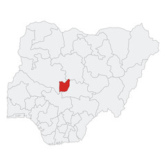 Nigeria map with capital city Abuja