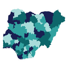Nigeria map. Map of Nigeria in multicolor