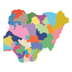 Map of Nigeria city map in multicolor
