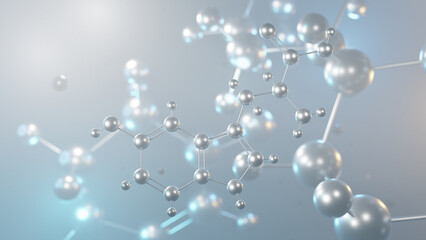 5-hydroxytryptophan molecular structure, 3d model molecule, amino acid structural chemical formula view from a microscope