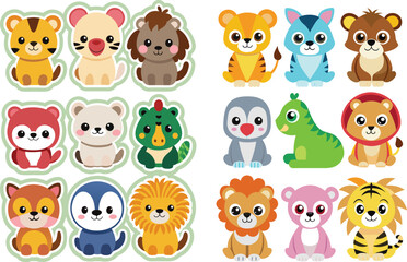 Animals cartoon set vector illustration