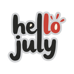 Stylized Hello July Design with Vibrant Colors and Creative Typography