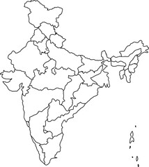 Outline map of India without any text or labels, suitable for design, education, or infographics.

